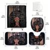 1/4 Set Of Carpet Shower Curtain, African Girl Pattern Shower Curtain With 12 Hooks, Non-Slip Carpet, Toilet U-Shaped Mat