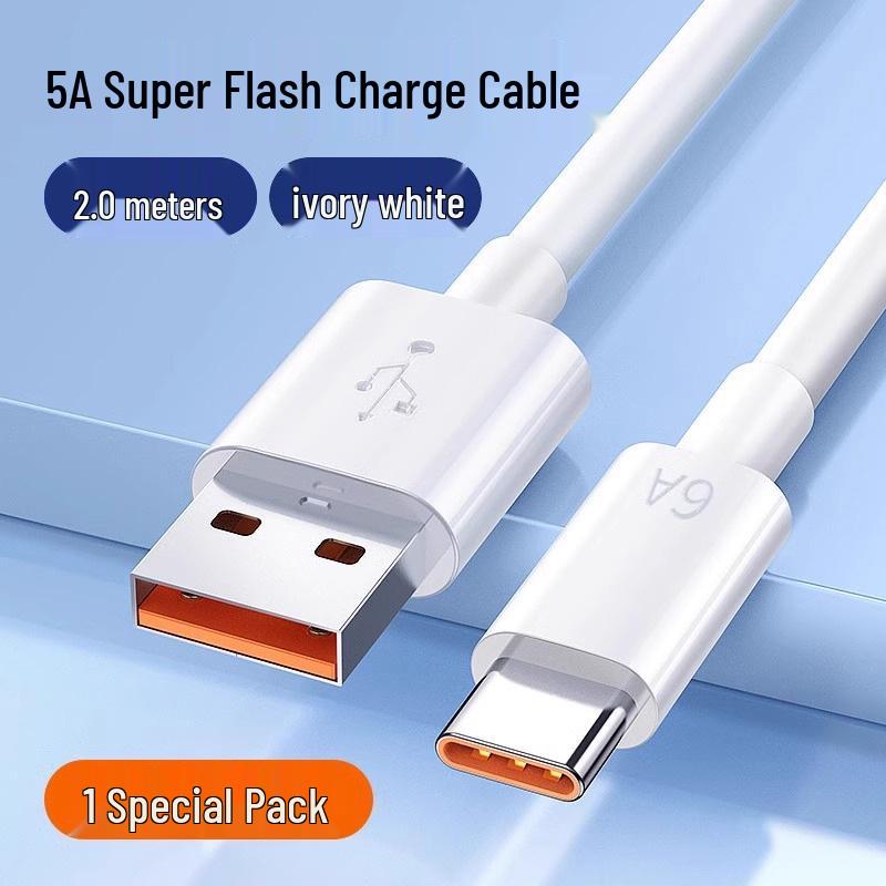 120W Super Fast Charging Type-C Cable for Huawei 6A, Oppo, Honor, Vivo, and Android Universal.