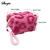 Plush Makeup Bags with Handle Soft Travel Cosmetic Storage Bag Portable Love Print Organizer Pencil Case Cute Clutch Pouch