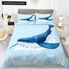 Whales King Queen Duvet Cover Ocean Animal Bedding Set Seaweed Starfish Marine Life Quilt Cover Blue Polyester Comforter Cover