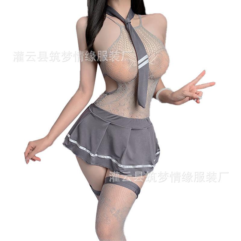 Sexy Underwear Sexy School Girl Suit Student Uniform Stockings Seduction One-piece Mesh Dress