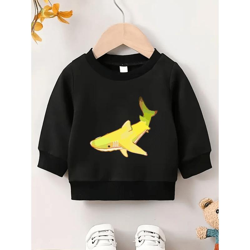 European sizes Adorable Banana Whale Print Design, Soft And Comfortable Thin Round-Neck Sweatshirt For Baby Girls Aged 0-3 Years.