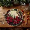 Non Slip Kitchen Decor Round Christmas Placemat, 14 Inch Festive Pattern Anti Tabletop Protector, Scald Table Cover Heat Insulation Place Mat