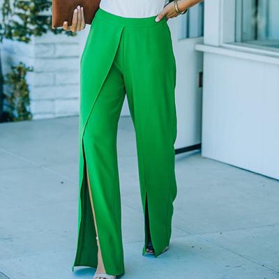 אופנה לנשים מכנסיים לא סדירים עם מותניים גבוהים מכנסיים אלגנטיים