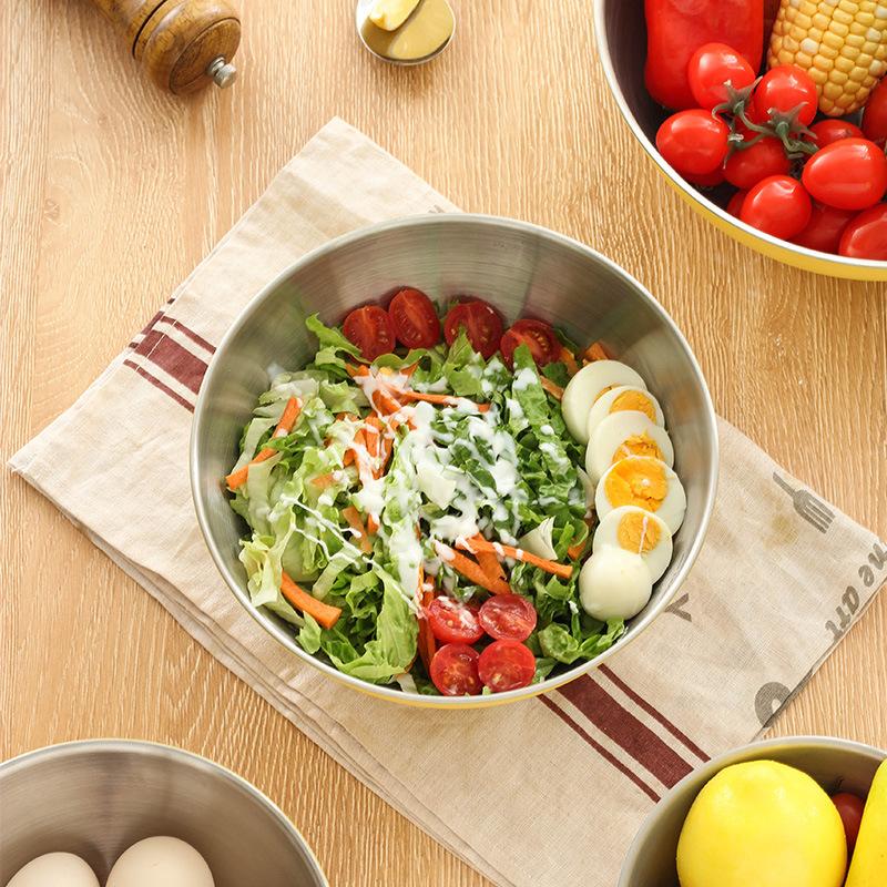 Stainless Steel Salad Mixing Bowl With Scale For Household Kitchen Knead Dough Baking Cooking Cream Tableware