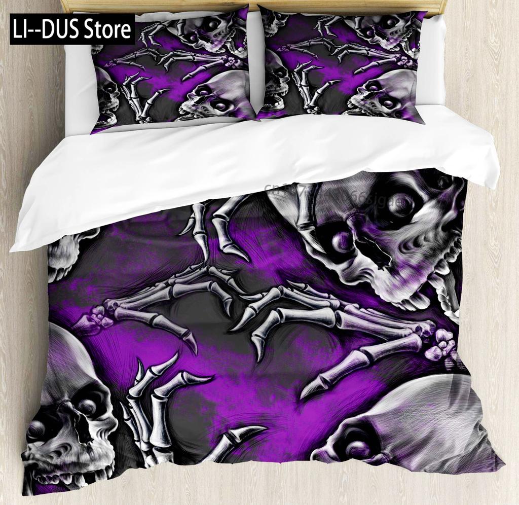 Sugar Skull Bedding Sets Queen King Full Size For Kids Colorful Flower Skeleton Bedding Decor Set With Pillowcases Room Decor