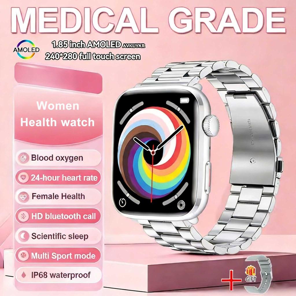 1.85-inch AMOLED Screen Smart Watch Women Bluetooth Call NFC Heart Rate Blood Pressure Blood oxygen Lady Sleep Smartwatches 2026