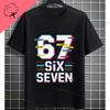 Funny Aura Energy 67 Battery Graphic TShirt with Six Seven Meme Desgin Short Sleeve Pure Cotton Round Neck Casual Tshirt