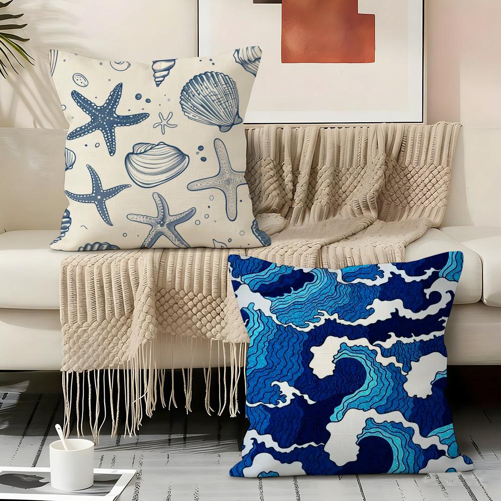Decorative Blue Geometry Pillow Case pillowcase, double-sided printed, sofa cushion, bedroom headboard pillow