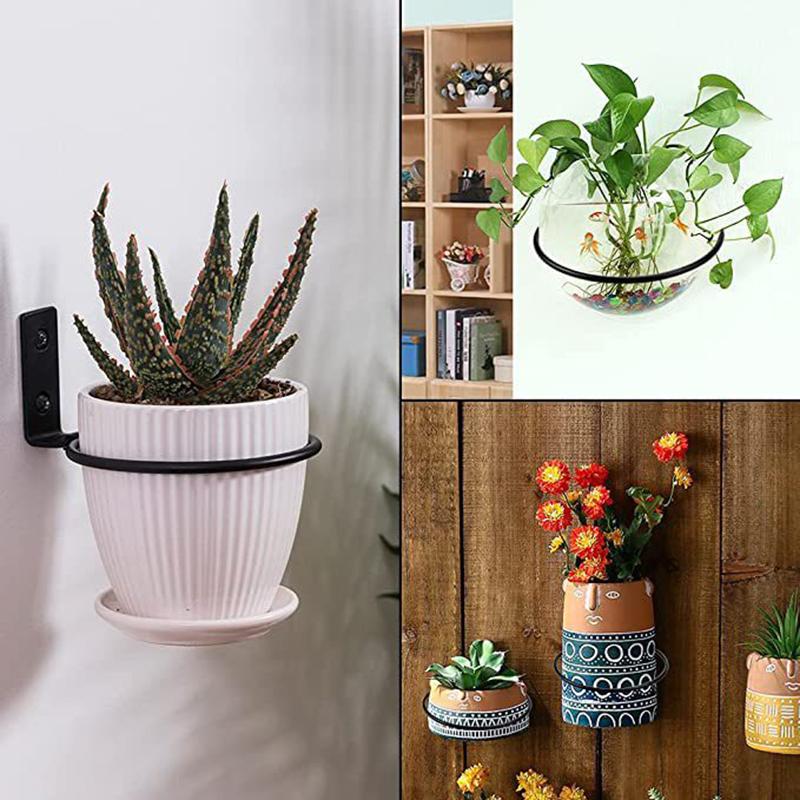 

1 шт. Металлический кронштейн для цветочного горшка, настенный подвес для растений, аксессуары для украшения сада, поднос для хранения растений, кольцевая рама чёрный