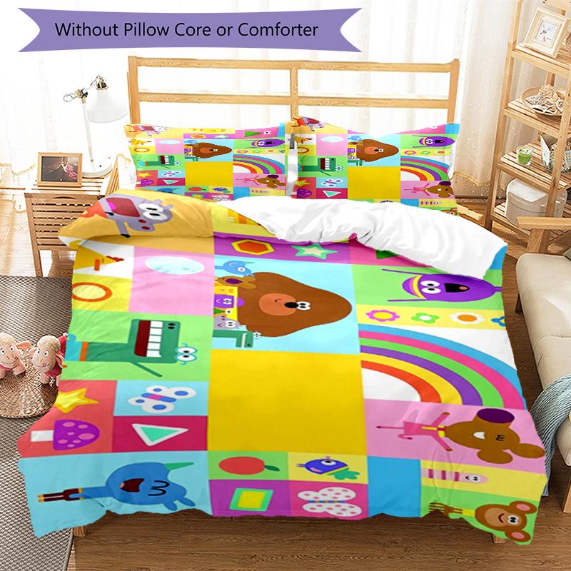3pcs Hey Duggee Bedding Set Duvet Cover Closure Includes 1 Duvet Cover & 2 Pillowcases, Soft and Comfortable for All Seasons.