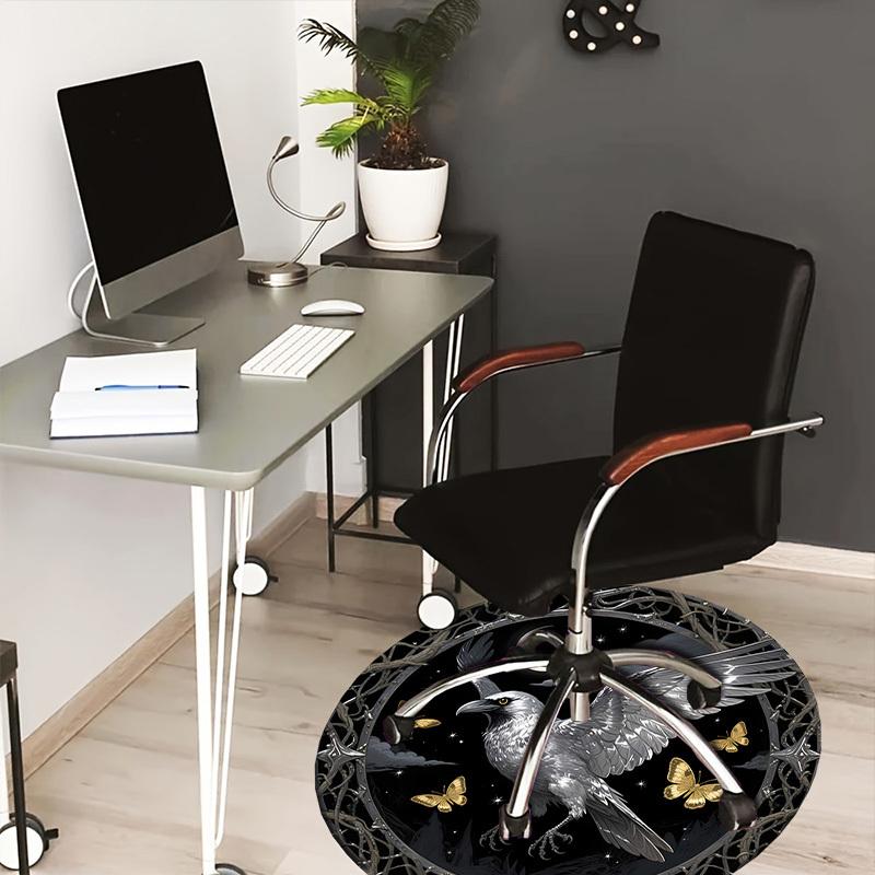 

1pc Carpet Chair Mats Night Raven with Golden Butterflies Perfect for Decorating Chairs, Polyester Carpet, for Living Room.YDT685 80cm by 80cm