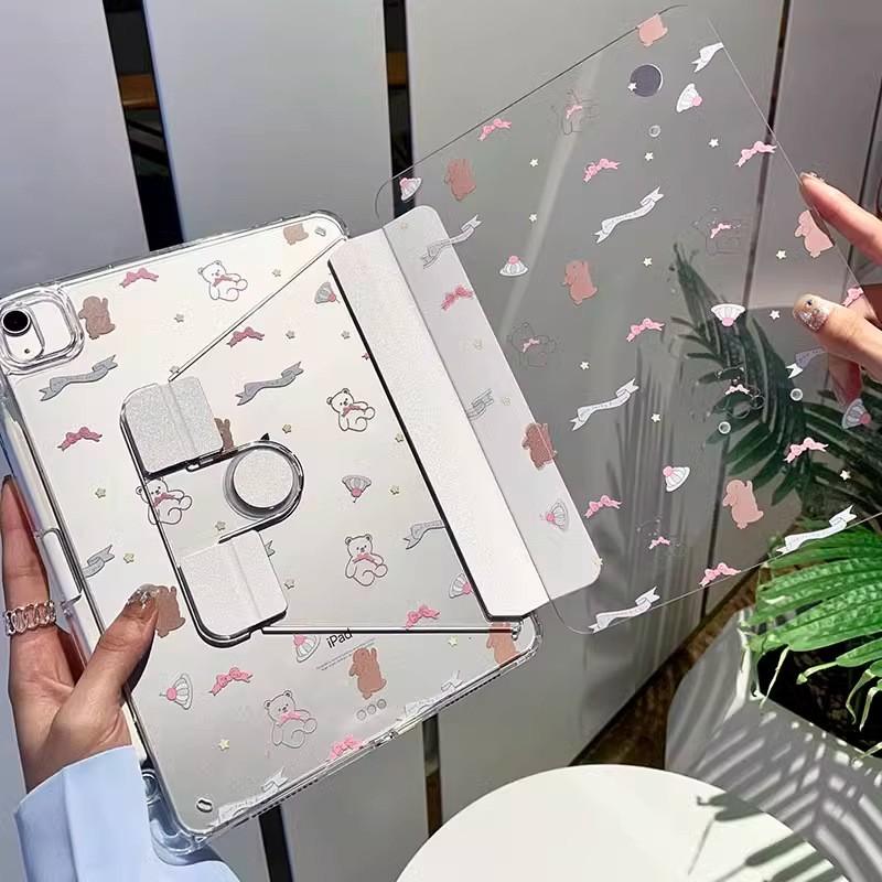 IPad Pro 11 Case Air 6 10th Gen Transparent Crystal Cover With Pencil Slot Cartoon Design Shockproof Folio