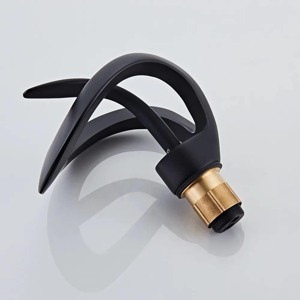 Waterfall Single Handle Bathroom Sink Faucet Art Curved Shape Basin Mixer Tap