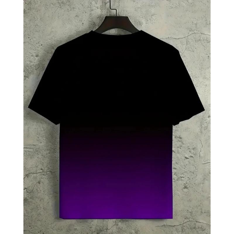 Herren Kurzarm Buchstaben Farbverlauf Druck Mode Kreativ Sommer Outdoor Sport T-Shirt Atmungsaktiv Und Bequem Modell