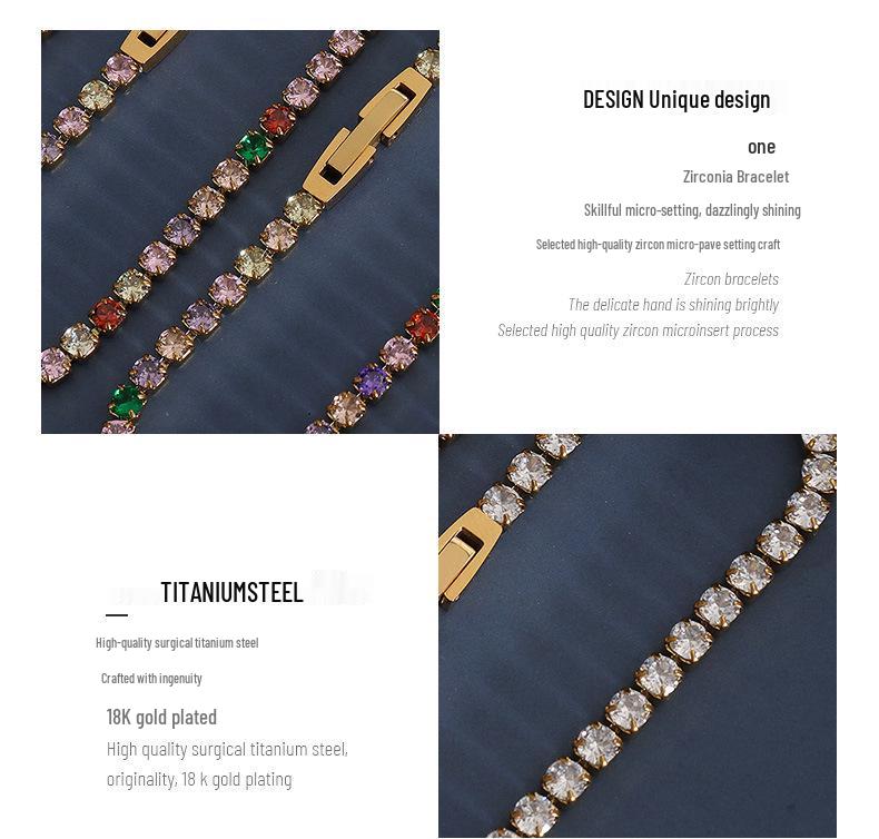 European & American Luxurious Zircon Rhinestone Bracelet - Colorful, Versatile, and Personalized.