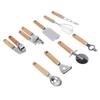 9pcs Kitchen Utensils Wooden Handle Stainless Steel Easy Cleaning Wear Resistant Colorful Package Co