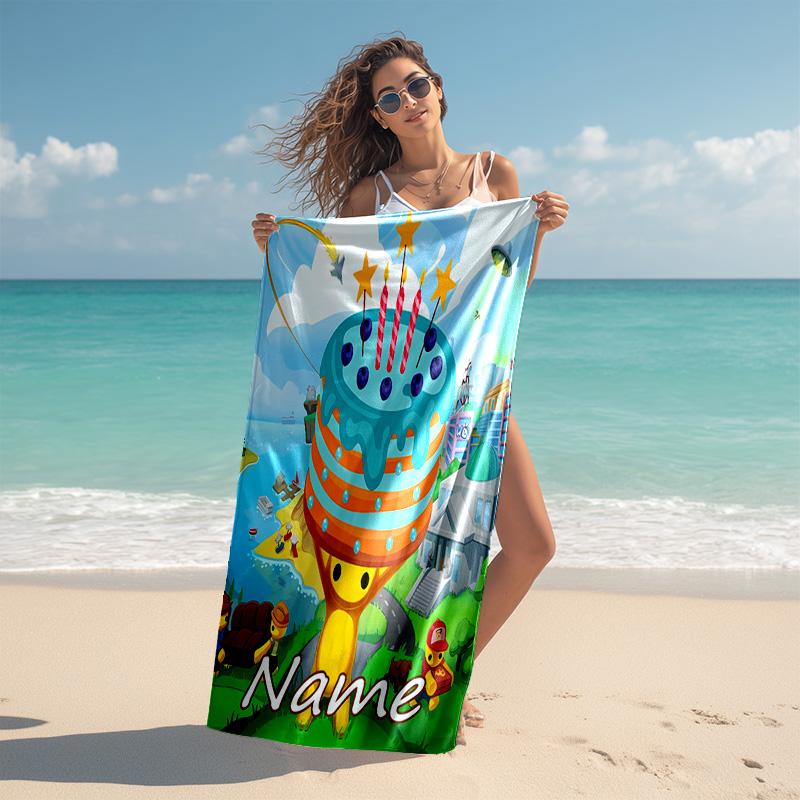Personalized customized proof beach towel with Wobbly Life pattern - soft, absorbent,quick-drying,perfect swimming,camping&bathing