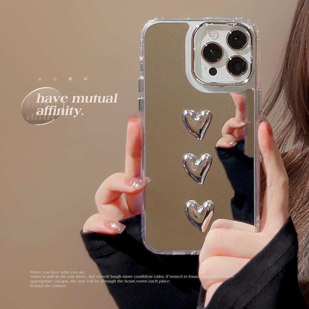 

Metal Three Dimensional Love 13 Suitable for 11 Apple 15 ProMax Mobile Phone Case IPhone 16 Light Luxury Style 14 Mirror Trend 12pro max (6.7)