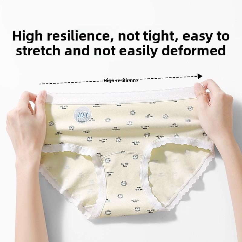 Girl Spring Print 10A Antibacterial Extended Crotch Stretch Non Mark Waist Triangle Briefs