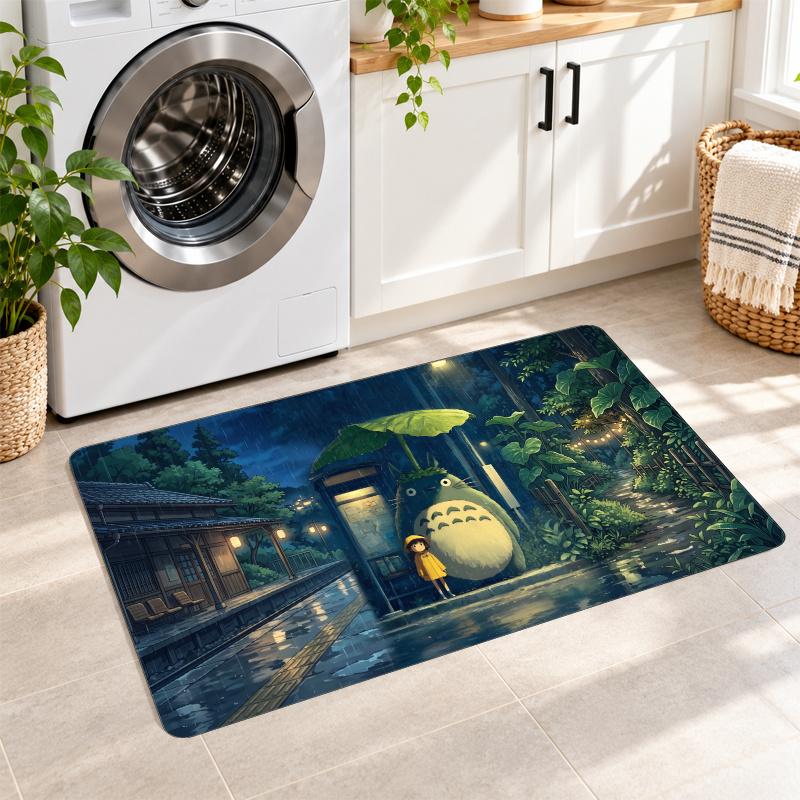 Flannel Kitchen Mat My Neighbor Totoro Soft Area Rug Non Slip Floor Carpet Home Decoration