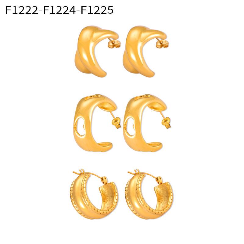 Gold Plated Geometric Titanium Steel Earrings - Elegant Cool Style for Women