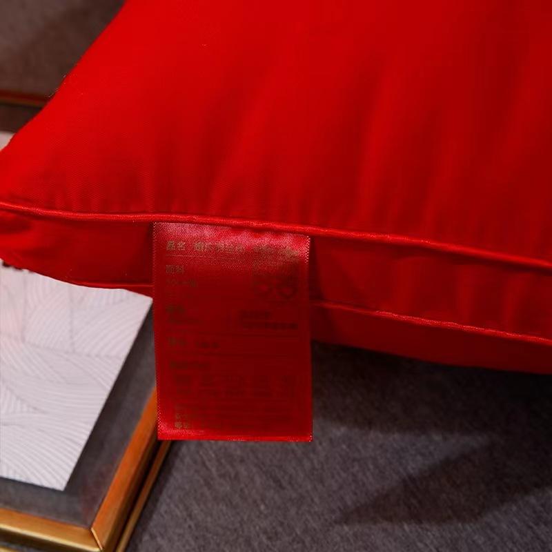 High-end Pillow Core 100% Cotton Big Red Wedding Celebration Newlywed Household Pair of Pure Cotton Pillow Wedding Pillow Core Wedding Room