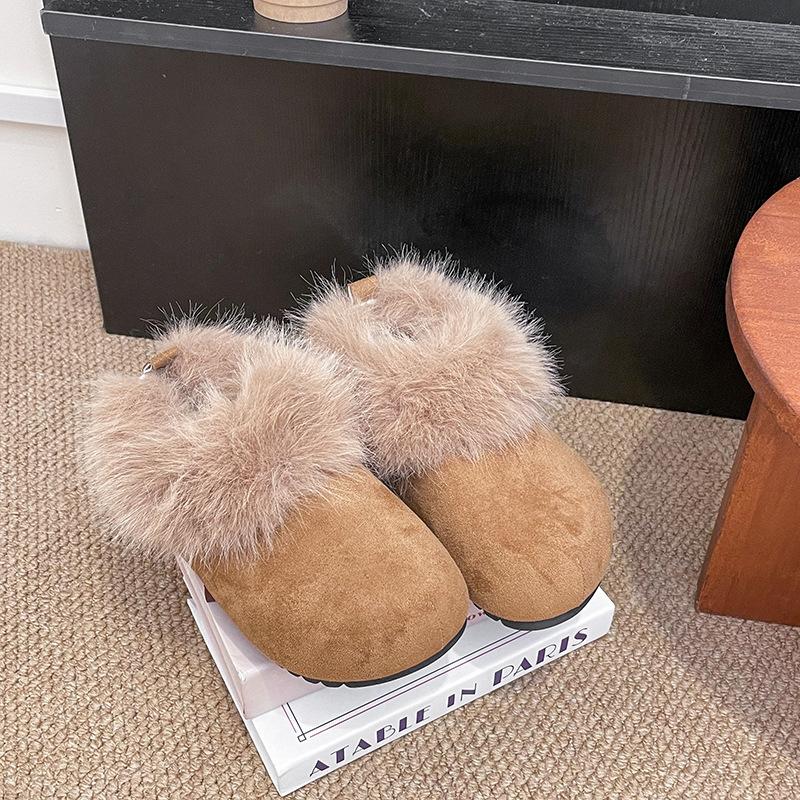 Trendy fluffy shoes women s winter new outer wear one pedal plush lazy shoes outer wear 40 верблюд 3470₽