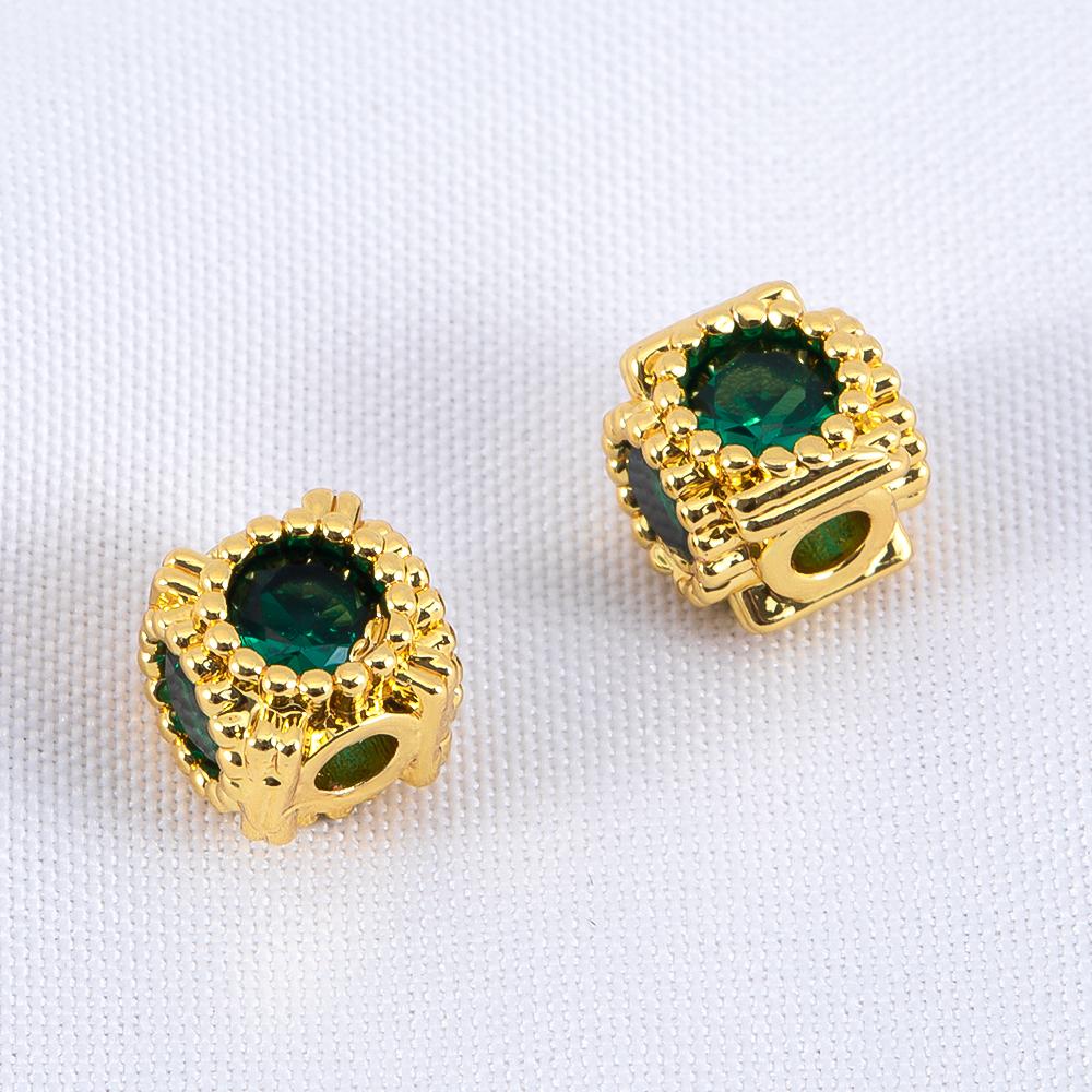 

Gold Color Plated Square Spacer Loose Beads With Green White Pink Crystal Bead DIY Jewelry Necklace Making Accessories Findings 2pcs 6mm зелёный