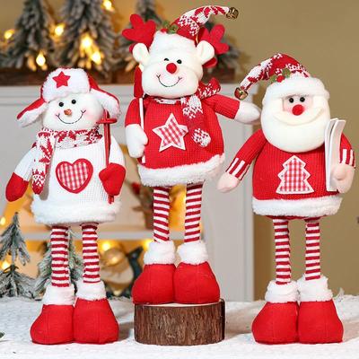Christmas Decoration Cute Telescopic Doll Cartoon Knitted Christmas Tree Ornament Snowman Santa Claus Festival Party DIY Decor