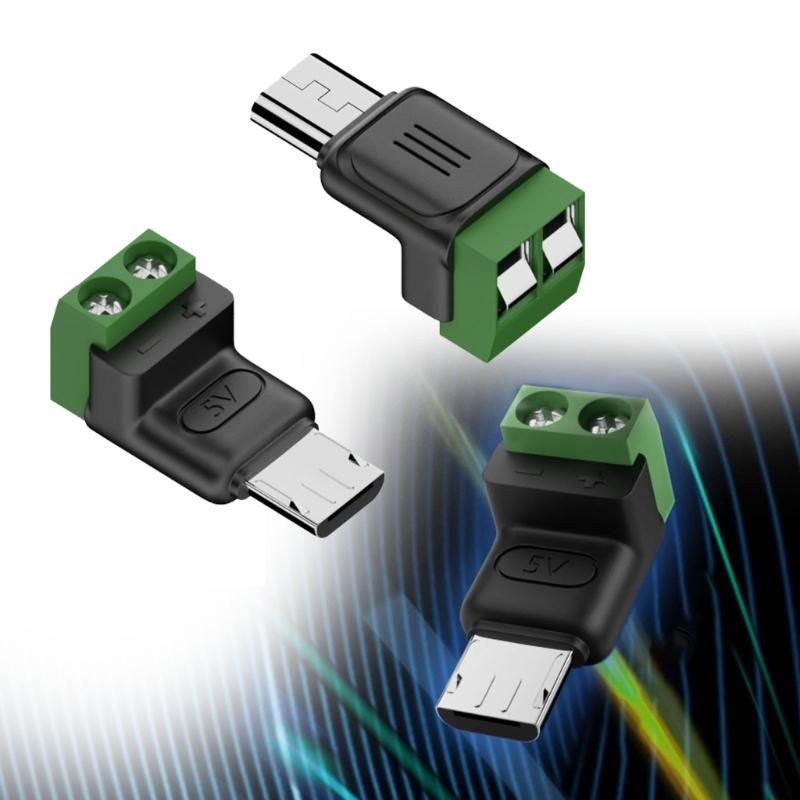 Adapter z wtyczką Micro USB na bezlutownicze złącze 2-pinowe do ładowania telefonów, tabletów, wentylatorów, lamp 5V3A, wtyczka Micro USB męska na złącza 2-pinowe