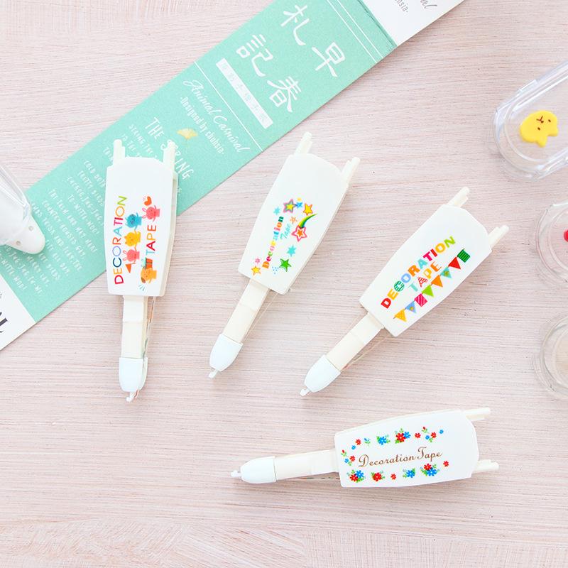 Lace Decoration Tape Knock Type Cute Animal Pink Star Flower Stickers Diary Correction Tape A6755