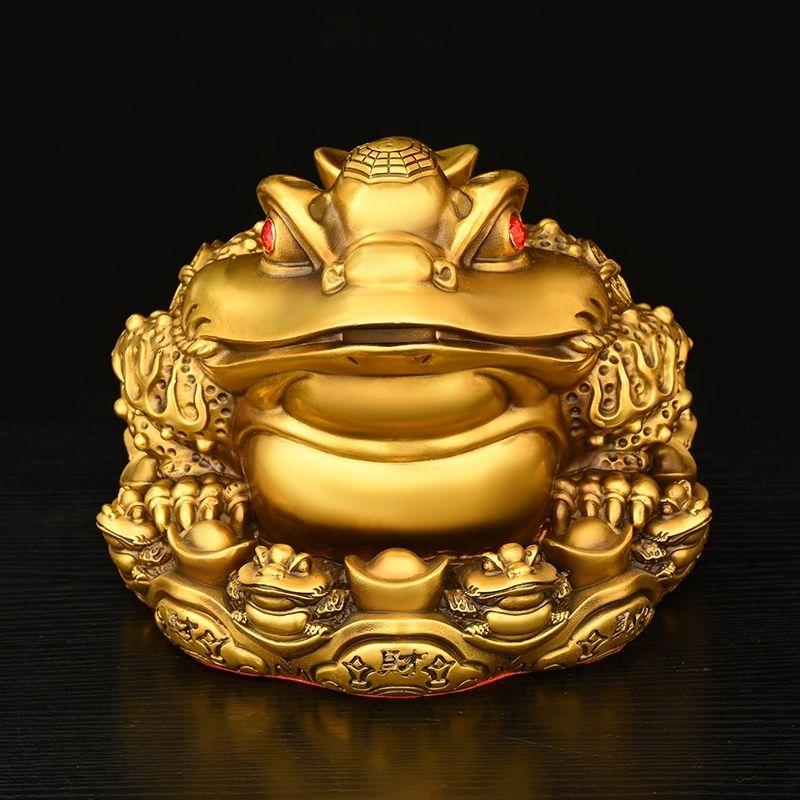 Bogactwo Przyciąga Zhaocai Miedziany Złoty Ropucha Ornament Trójnożna Ropucha Dekoracja Biura Salon Szafka na Wino Rzemiosło Prezent na Otwarcie