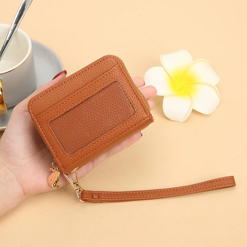 Rfid Card Holder Double Zipper Women Wallet Pu Leather Organ Card Bag Purse Large Capacity Multi-Solt Bank Card Cover Business Card Clip With Window