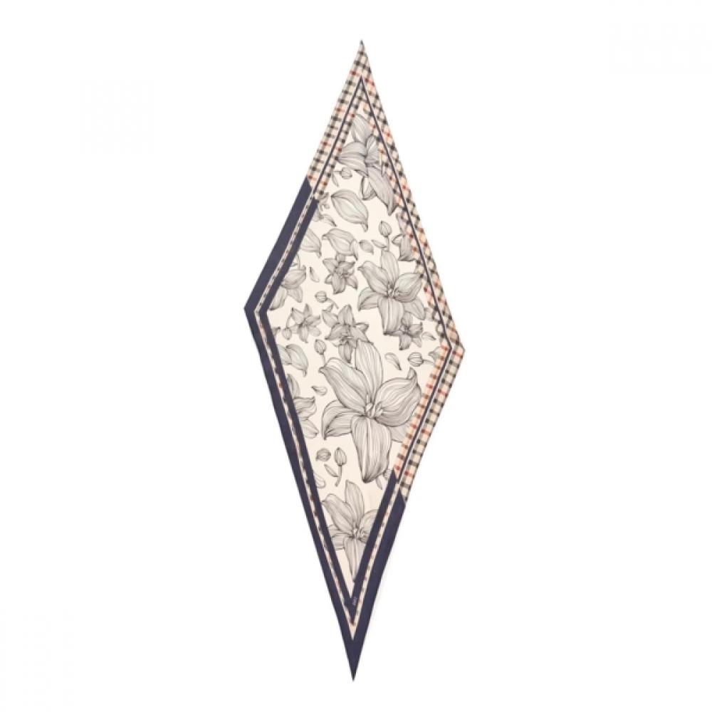 Daks Silk Scarf Navy Check Flower Diamond Dcsc3f351n2
