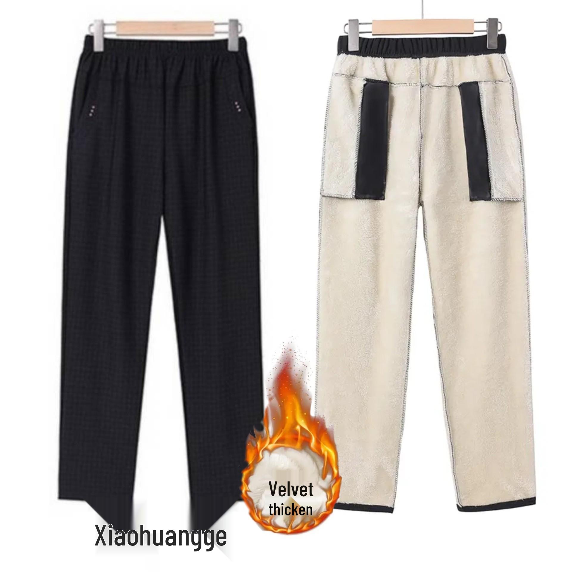 

Women s Plus Size Fleece-Lined Elastic Cotton Pants - Warm, Casual Autumn/Winter Trousers 3XL (115-130 jin)