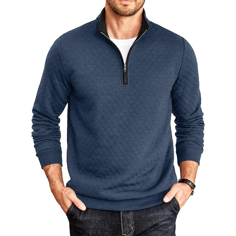 Men S Stand Collar Long Sleeve Zip Pullover Loose Sweatshirt