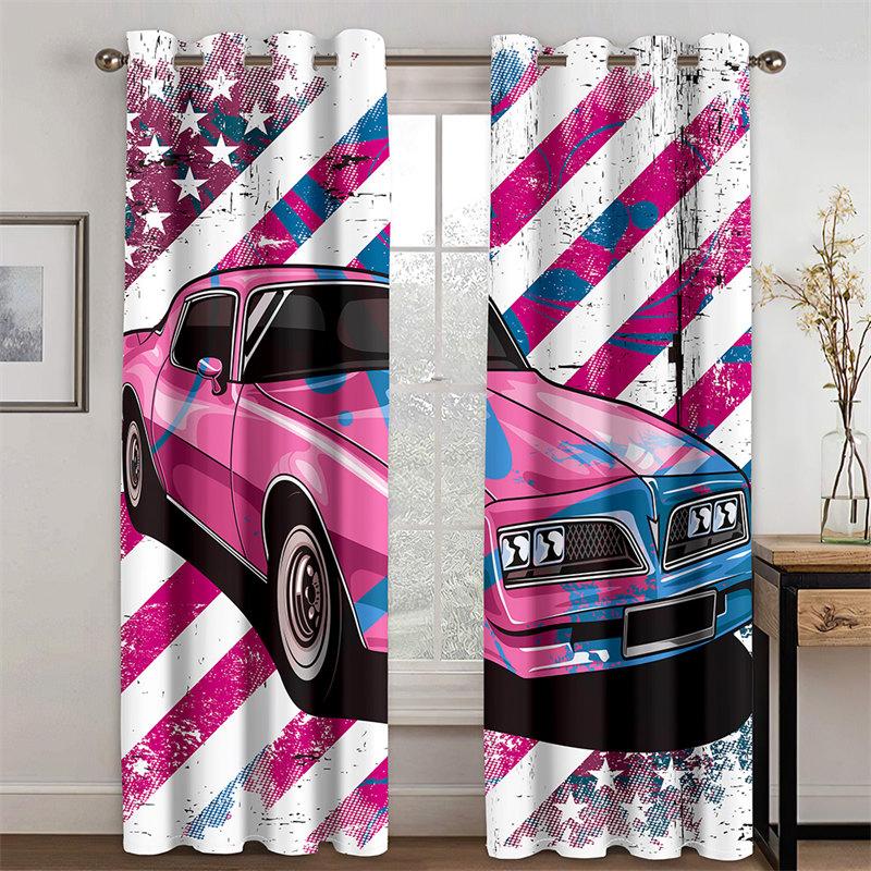 3D Shading Curtains For Prunting Cool Car Patterns For 2 Piece Living Room Bedroom Decoration