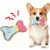 1pc Plush Toy Dog Squeaky Bone Durable Dog Puppy Chew Toy Teeth Cleaning Interactive Playtime Cute Pet Supplies