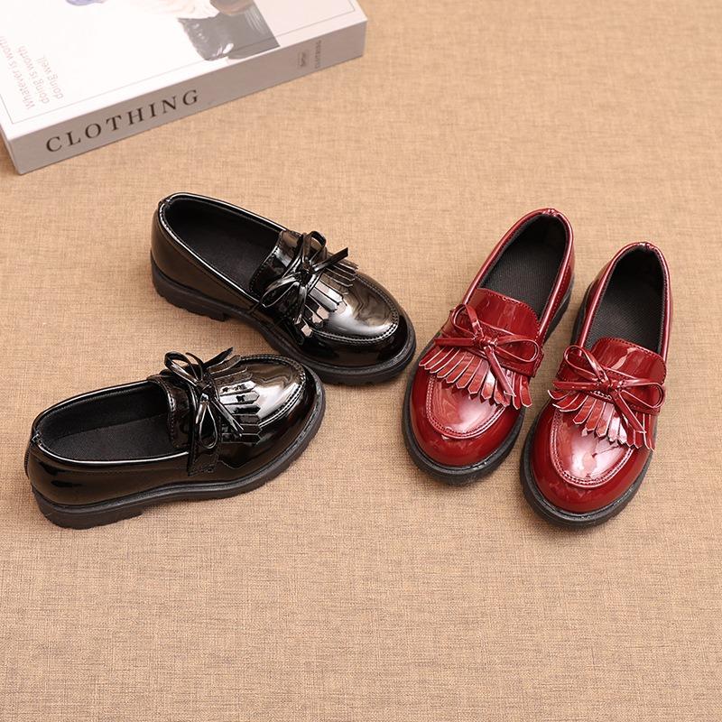 Kids Girls British Style Tassel Princess Mary Jane Leather Dress Shoes