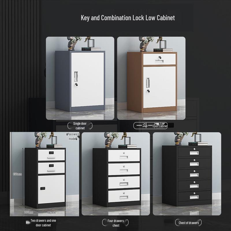 Mobile Under-Desk File Cabinet with Lock - Single Door, Sheet Metal, Small Office Tool Storage Drawer