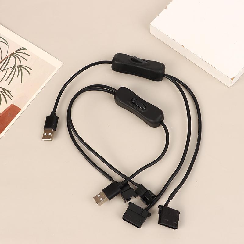 1Pc 1 To 2 4 Pin Usb Cable 12V To 5V Computer Case Fan Power Supply Fan Power Switch Adapter Cable With On Off Switch
