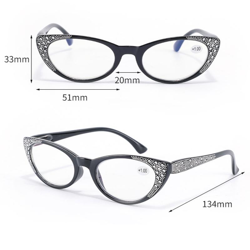 2PCS Retro Small Frame Fashion Diamond Anti-blue Light Presbyopia Glasses Middle-aged and Old High-definition Reading Glasses