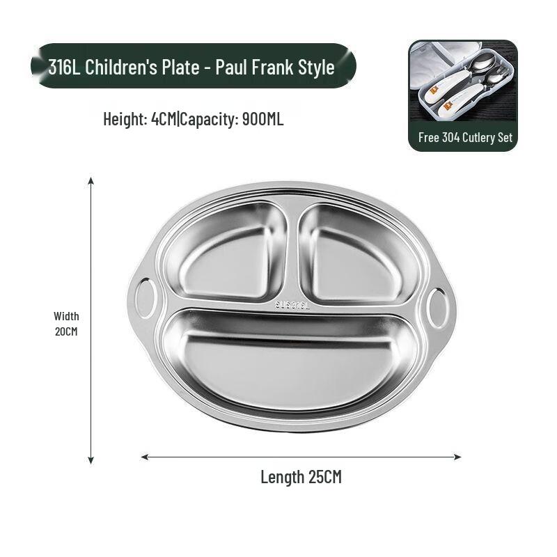 Jiakangming 316L Stainless Steel Children s Suction Compartment Plate