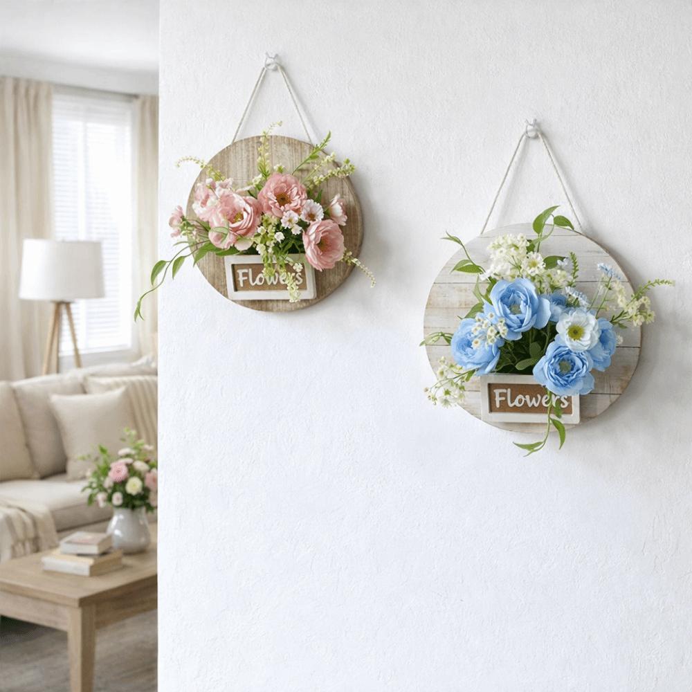 Creative Wood Wall Decoration Flower Basket Wall Mounted Round Wall Hanging Planter Decorative Dried Flower Basket Living Room