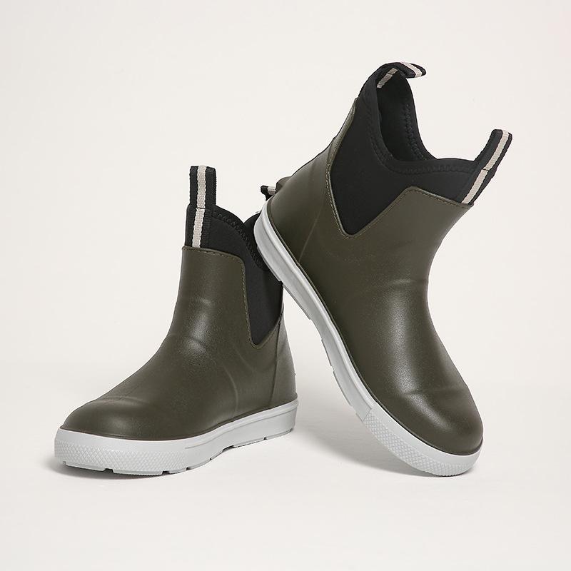 

Мужская дождевая обувь Короткая уличная водонепроницаемая обувь Нескользящая обувь для ходьбы по воде Дождевые сапоги на плоской подошве Мужская обувь для рыбалки 45