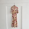 Exotic Temperament Floral Linen Shirt Skirt Girl, Summer Positioning Printed Dress Vacation Socialite Long Dress