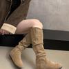 Retro Niche Stack Long Boots: Women's Thick-Soled High-Top French Autumn/Winter Knight Western Boots by Birkenstock