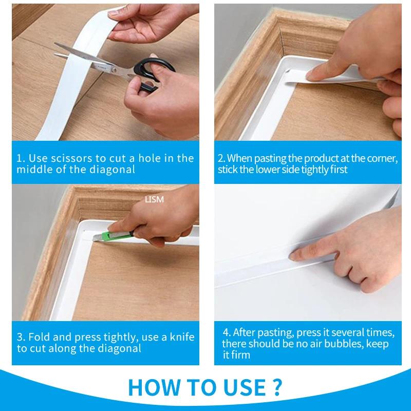 Nastro Sigillante Autoadesivo Impermeabile Antialga 3,8 cm x 3,2 m per Bagno Cucina Doccia Lavandino Vasca da Bagno