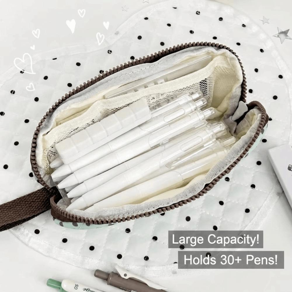 Desktop Storage Polka Dot Pencil Case Cloth Pencil Pouch Simple Pen Bag Office